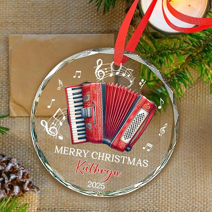 Musical Instrument Name - Accordion Lover Christmas Ornament Gifts, Personalized