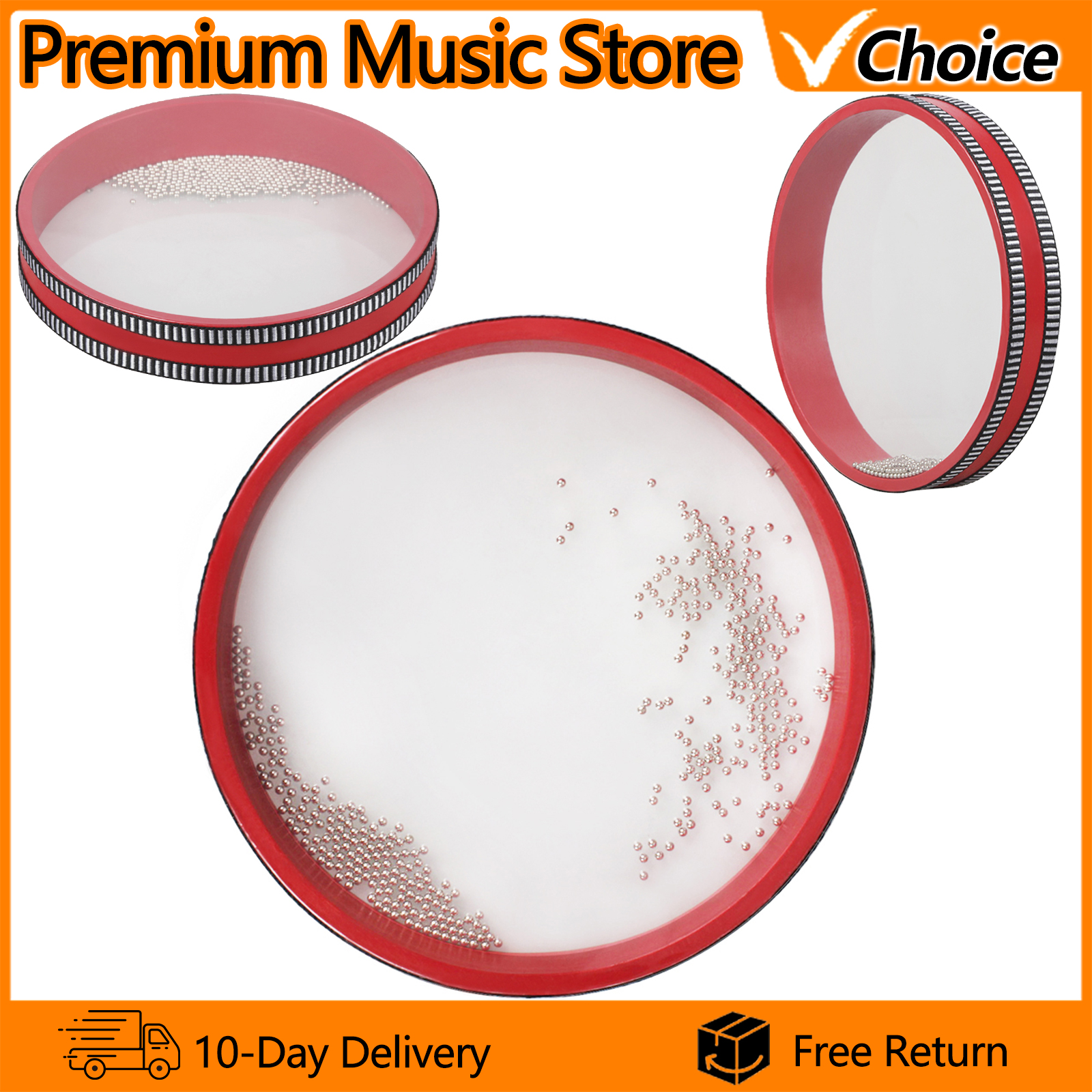 Ocean Drum Wave - Orff 8-Inch Iron Sand Grain Red