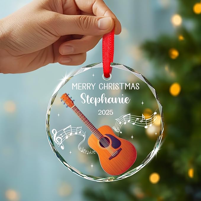 Musical Instrument Name - Custom Guitar Musical Instrument Xmas Glass