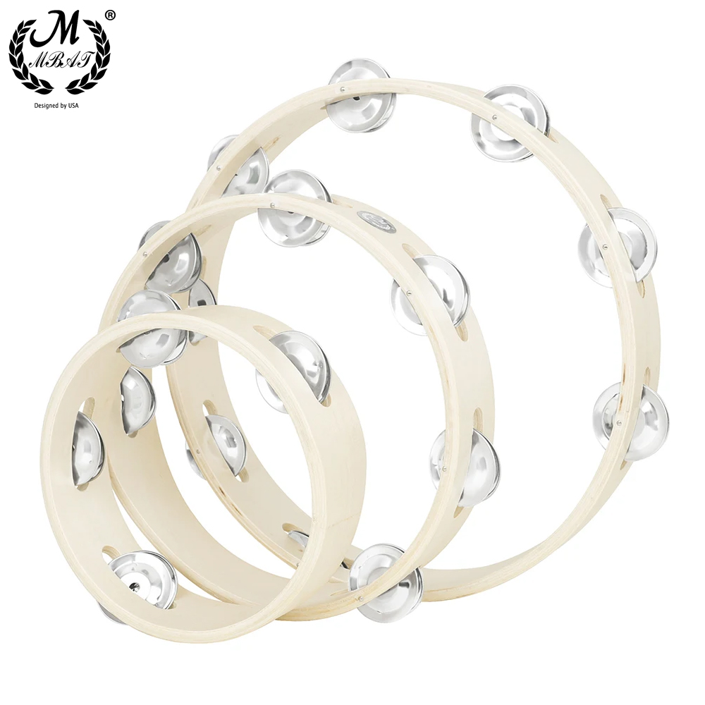 Tambourine Hand Drum - 6/8/10 Inch Wood Tambourine Percussion Instrument