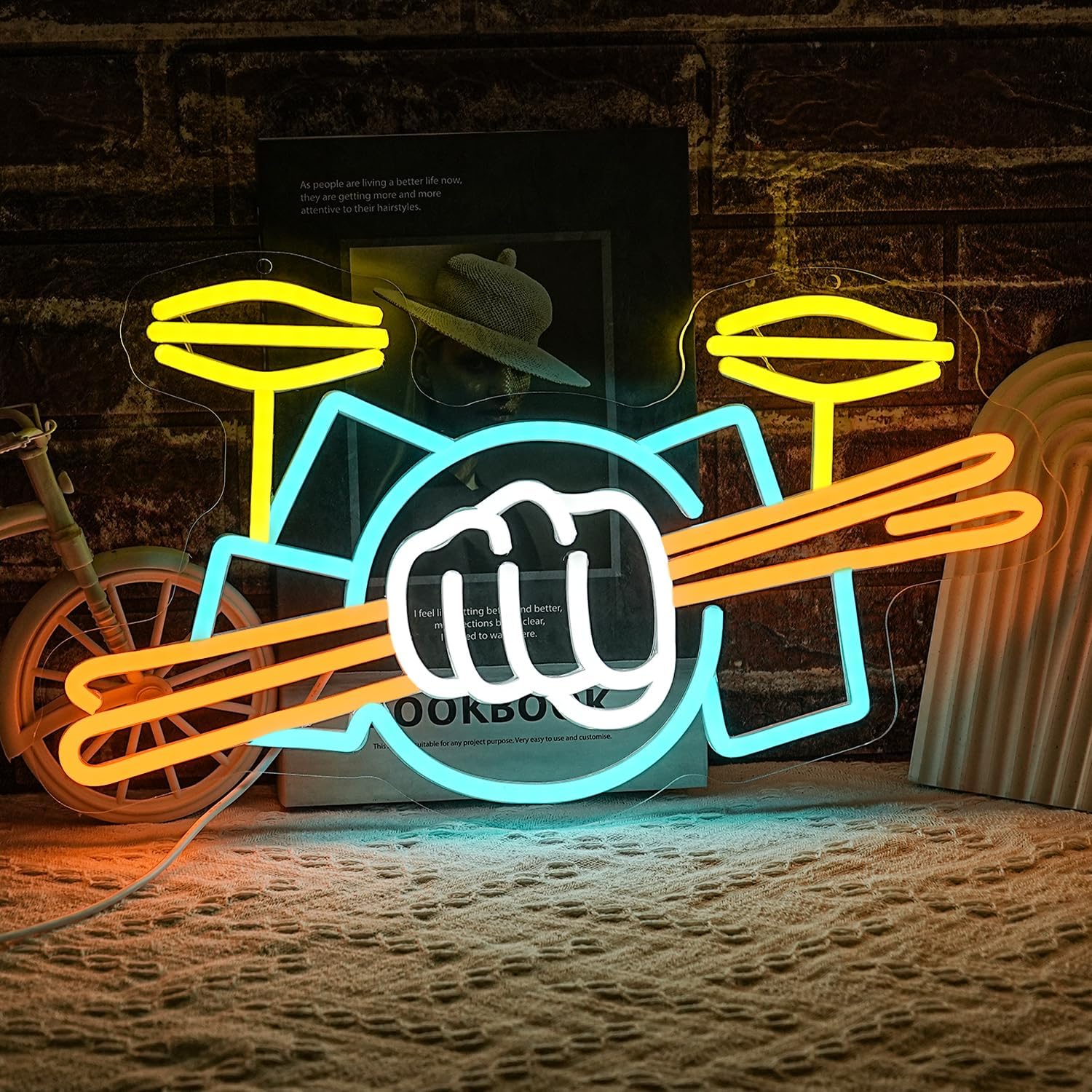 Drum Set Neon Sign USB Powered - Musical Instrument With A incelemesi ve fiyatı