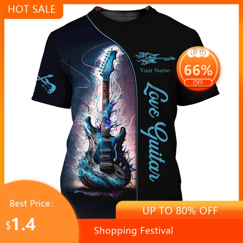 Fashion Guitar Bass 3D Print T - Musical Instrument Name incelemesi ve fiyatı