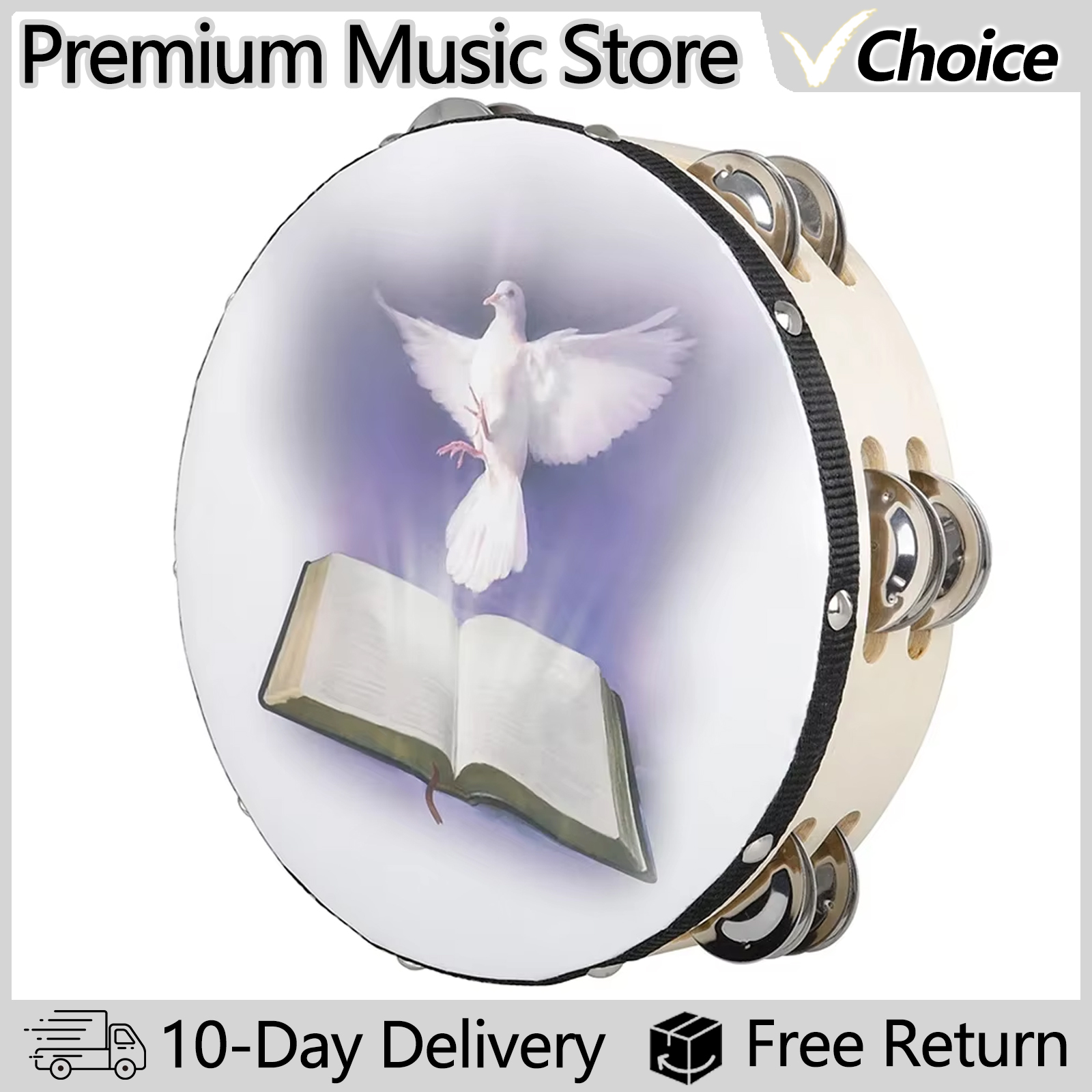 8 Inch Tambourine Peace Pigeon - Tambourine Hand Drum incelemesi ve fiyatı