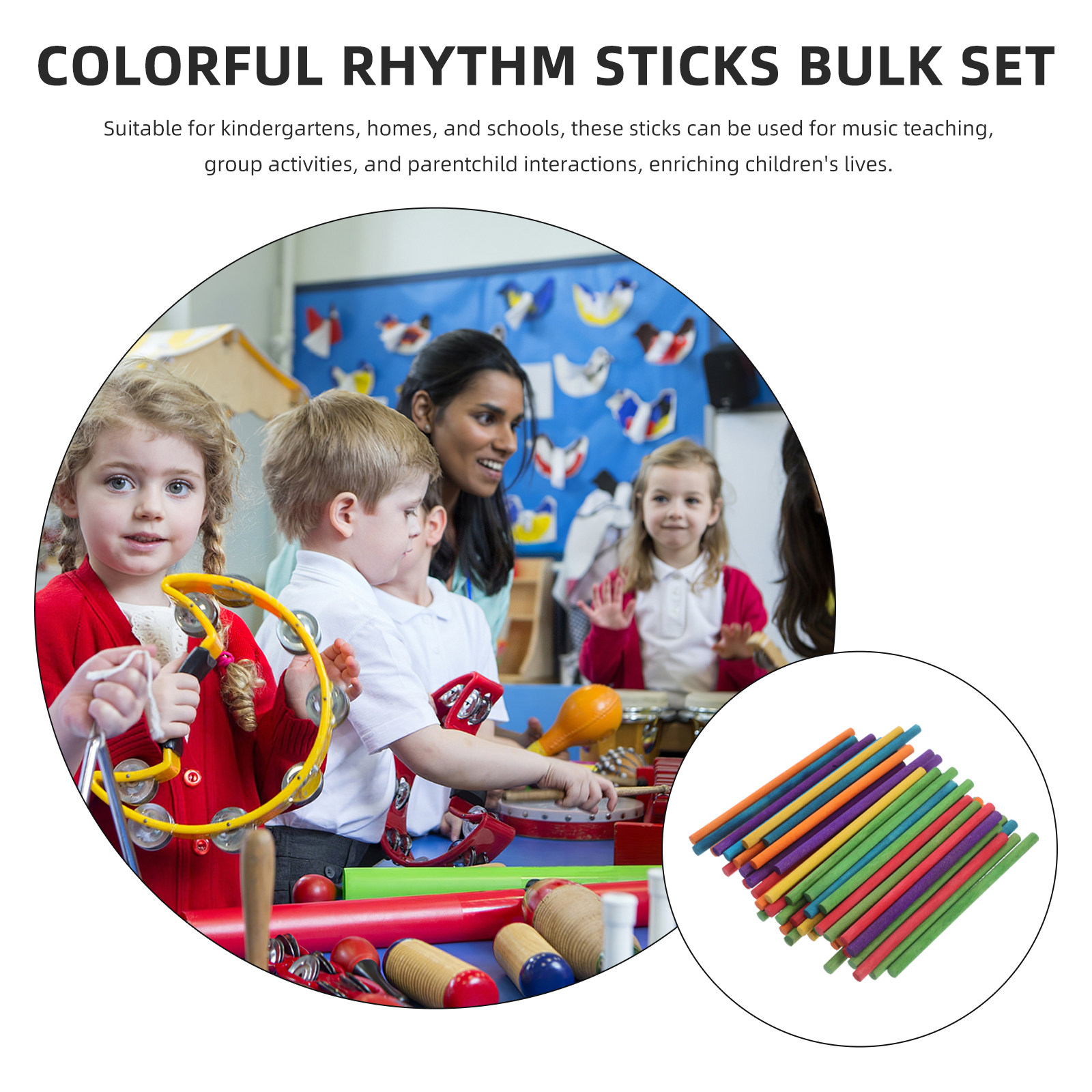50pcs Rhythm Sticks For Kids W - Musical Instrument Gif incelemesi ve fiyatı
